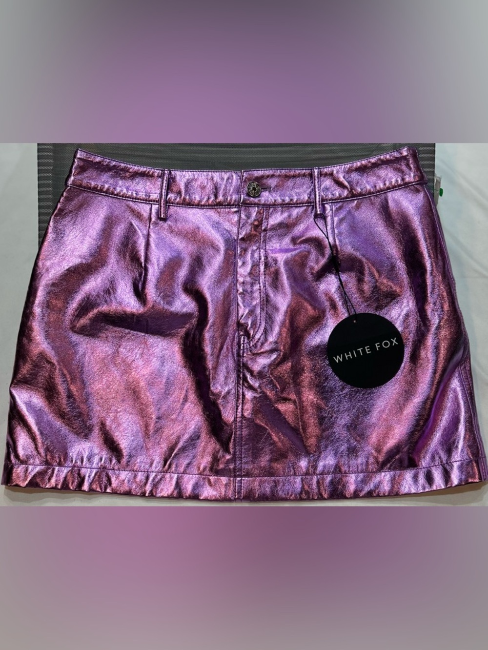 WHITE FOX Boutique Purple Metallic Mini Skirt NWT Sz M Festival Party Club Y2K